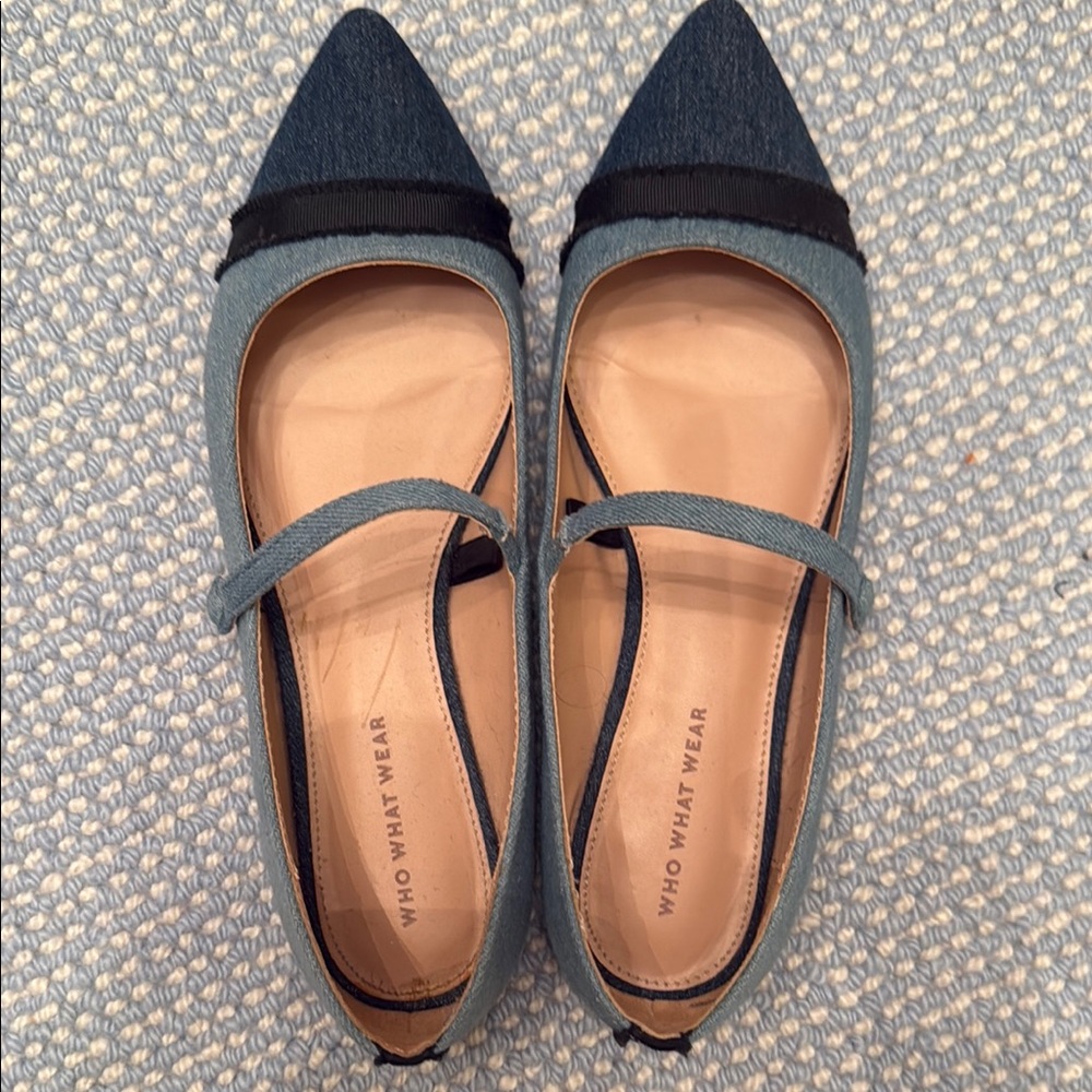 Who What Wear Denim Blue Mary Jane Flats